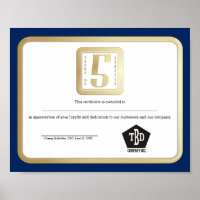 Faux gold employee 5 years service award