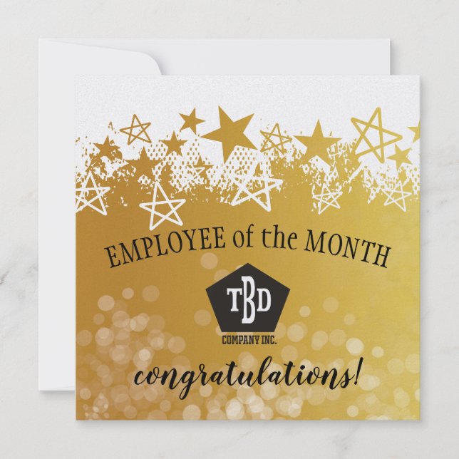 Faux gold employee of the month award card (Front)