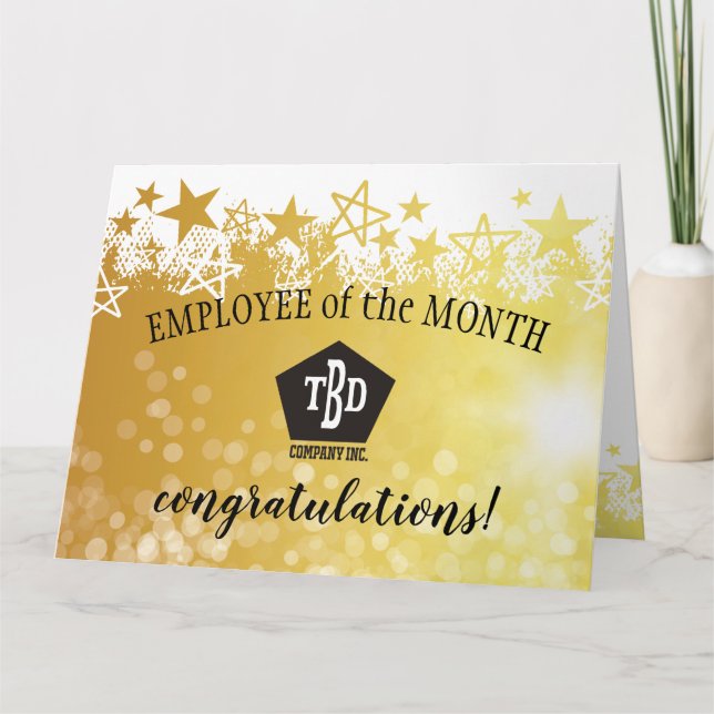 Faux gold employee of the month award card (Front)
