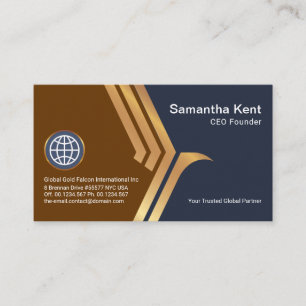Faux Gold Falcon Wing Span CEO Founder Business Card