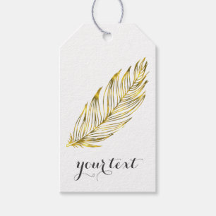 Faux Gold Feather Gift Tags