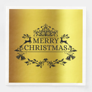 Faux Gold Festive Merry Christmas Paper Napkin