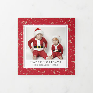 Faux Gold Flakes Christmas  Tri-Fold Holiday Card