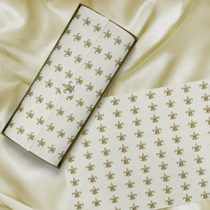 Faux Gold FleurDeLis on Ivory Tissue Paper