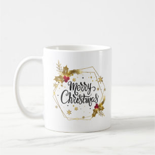Faux Gold Floral Merry Christmas   Mug