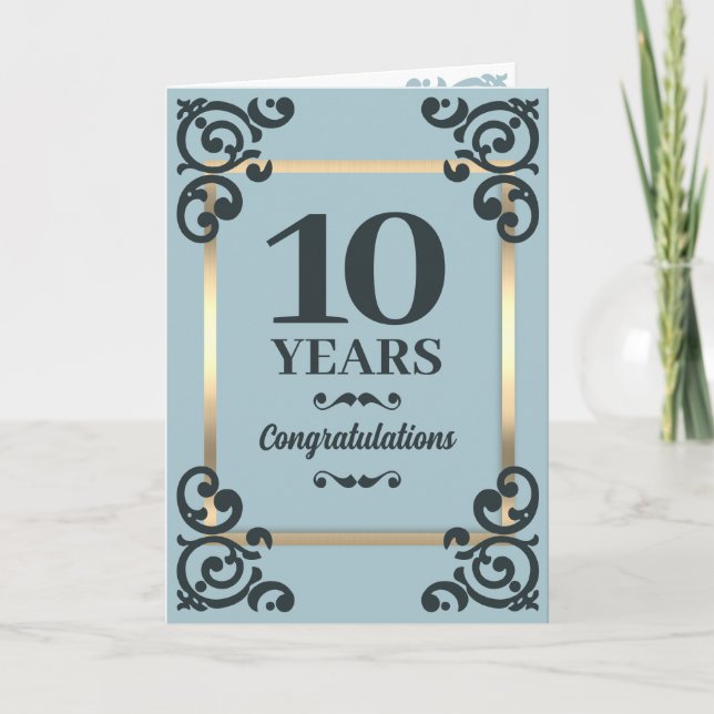 Faux gold flourish any year employee anniversary card (Front)