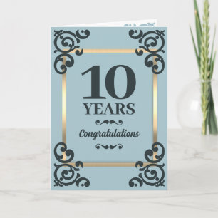 Faux gold flourish any year employee anniversary card