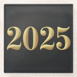 Faux Gold Foil 2025 Year Black Coaster