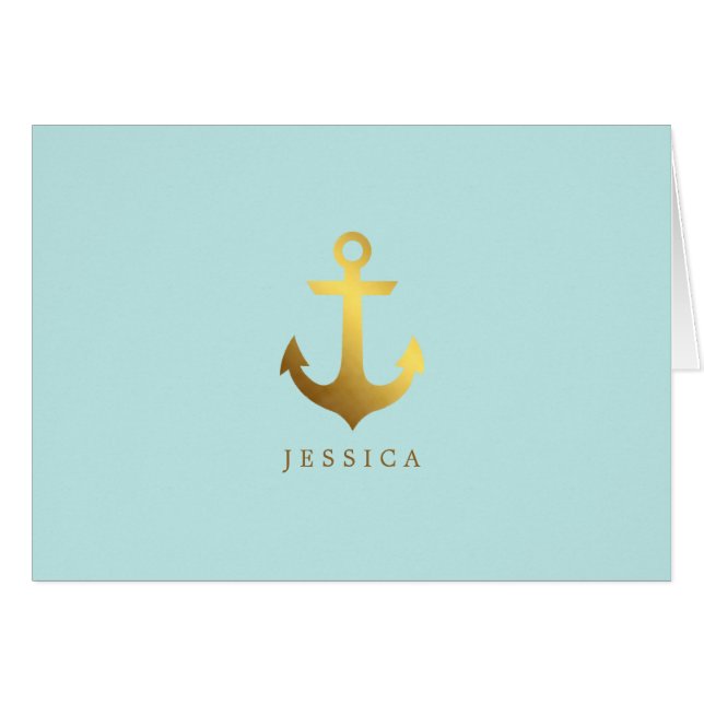 Faux Gold Foil Anchor Personalised (Front Horizontal)