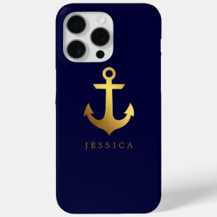 Faux Gold Foil Anchor Personalised iPhone 15 Pro Max Case
