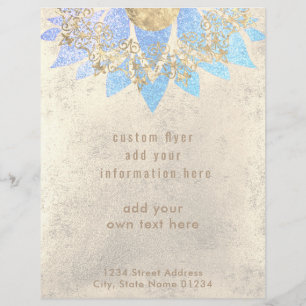 • FAUX gold foil and blue lotus flower decor Flyer
