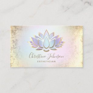 faux gold foil and pastel lotus aesthetician business card
