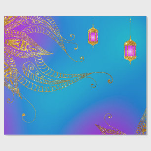 Faux Gold Foil Arabian Bollywood Wrapping Paper