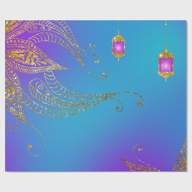 Faux Gold Foil Arabian Bollywood Wrapping Paper (Flat)