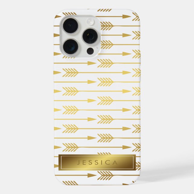 Faux Gold Foil Arrows Pattern iPhone Case (Back)