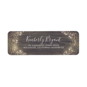 Faux Gold Foil Baby's Breath Wreath Rustic Return Address Label