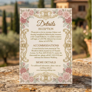 Faux Gold Foil Baroque Floral Frame Enclosure Card