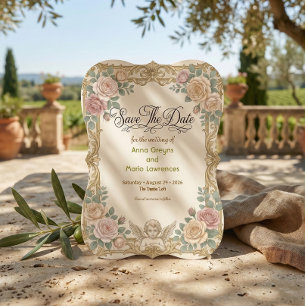 Faux Gold Foil Baroque Rococo Angel Save The Date