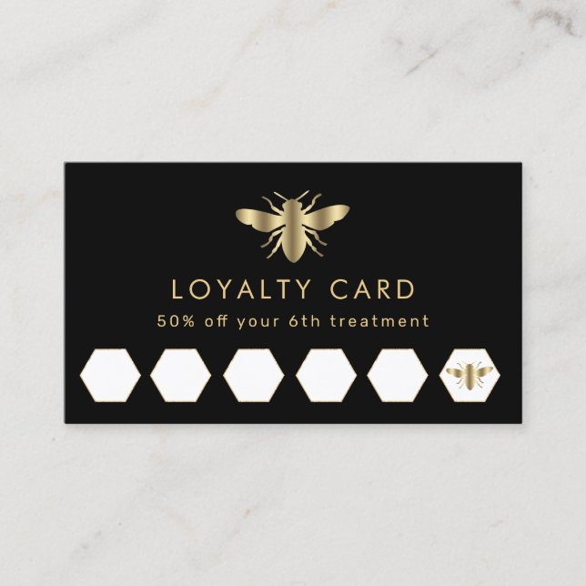 faux gold foil bee loyalty card (Front)
