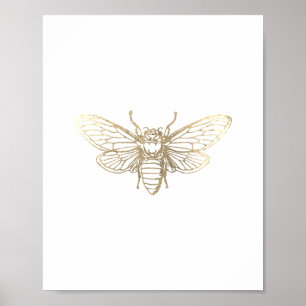 faux gold foil bee poster
