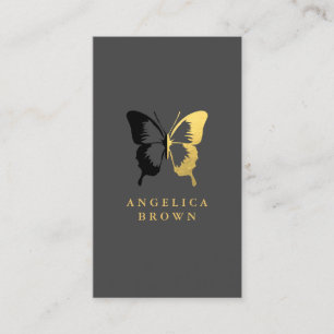 Faux Gold Foil & Black Butterfly Business Card