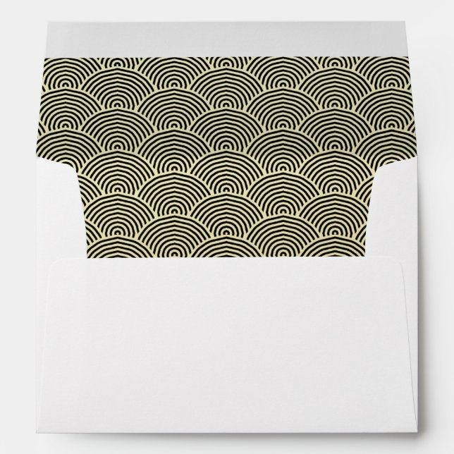 Faux Gold Foil Black Circle Fan Pattern Envelopes (Back (Bottom))