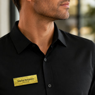 Faux Gold Foil Black Text Professional Name Tag