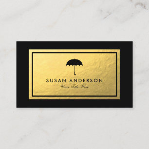 Faux Gold Foil - Black Umbrella Business Card
