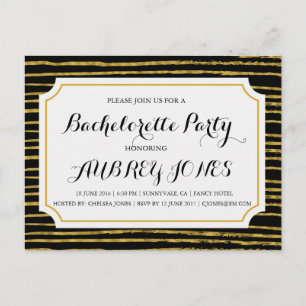 Faux Gold Foil Bling Bachelorette Party Invitation Postcard