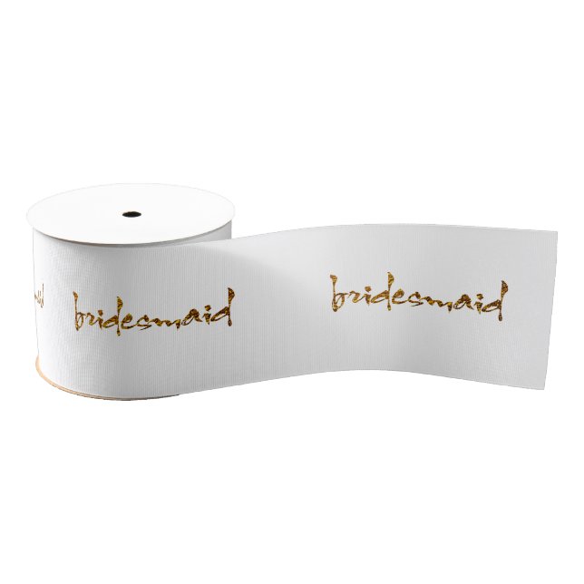 Faux Gold Foil Bridesmaid Grosgrain Ribbon (Spool)