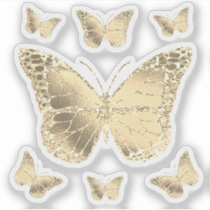 faux gold foil butterflies transparent sticker