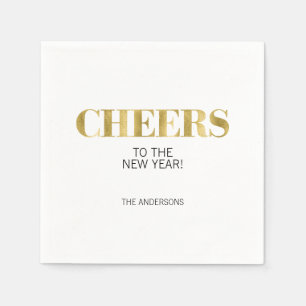 Faux Gold Foil Cheers New Year's Paper Napkin