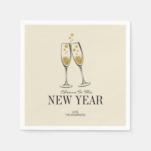 Faux Gold Foil Cheers New Year's Paper Napkins