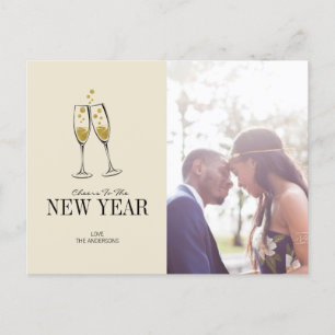 Faux Gold Foil Cheers New Year's Photo Postcard