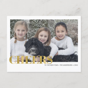 Faux Gold Foil Cheers New Year's Photo Postcard