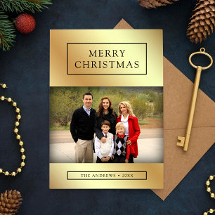Faux Gold Foil Christmas Family Photo Holiday Card