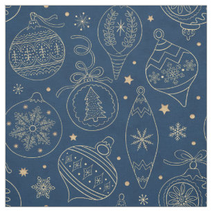 Faux Gold Foil Christmas Tree Decoration Pattern Fabric