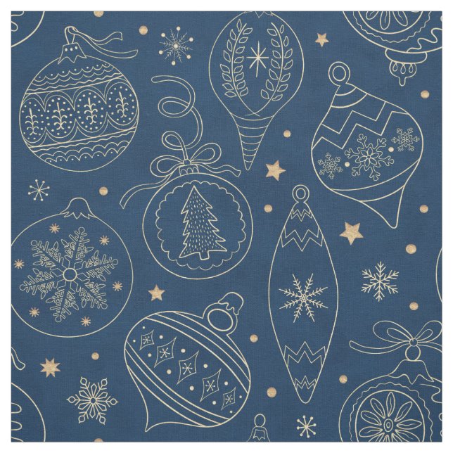Faux Gold Foil Christmas Tree Decoration Pattern Fabric (Swatch)