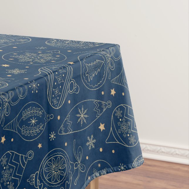 Faux Gold Foil Christmas Tree Decoration Pattern Tablecloth (In Situ)