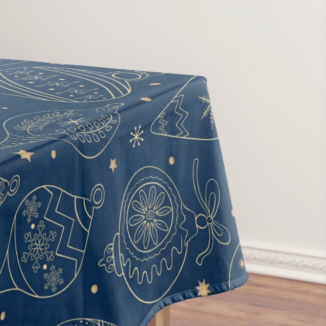 Faux Gold Foil Christmas Tree Decoration Pattern Tablecloth (In Situ)