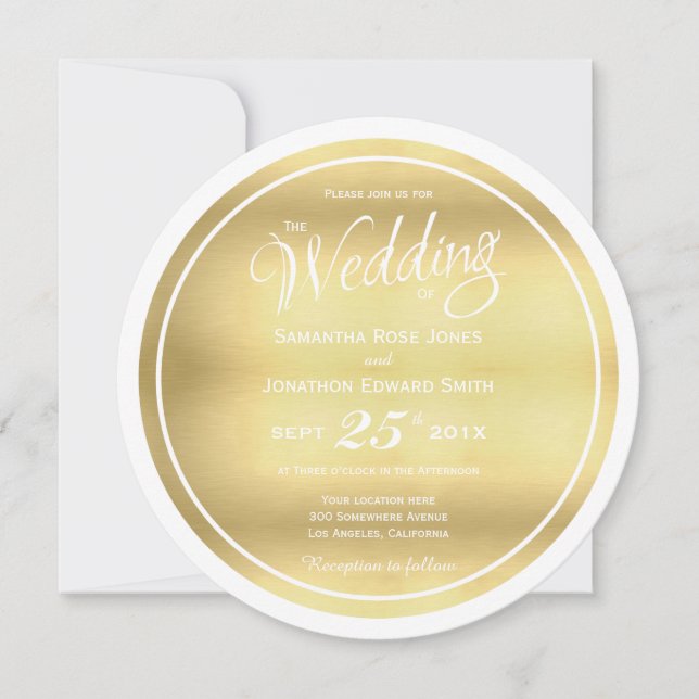 Faux Gold Foil Circle Wedding Invitation (Front)