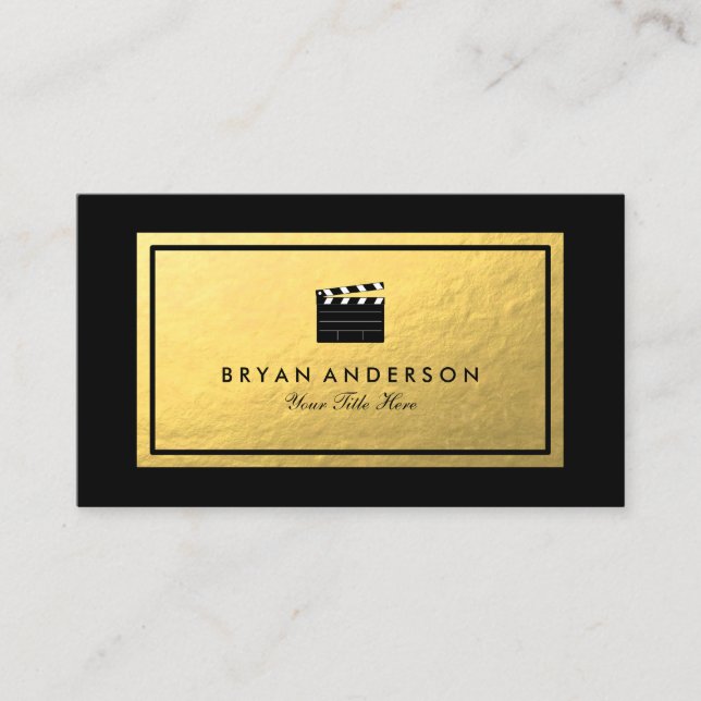 Faux Gold Foil - Clapperboard Business Card (Front)