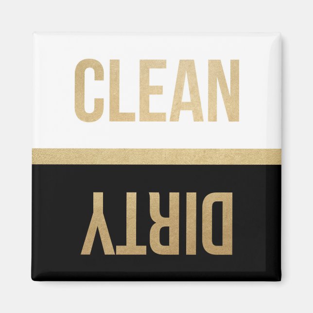 Faux Gold Foil Clean Dirty Dishwasher Magnet (Front)