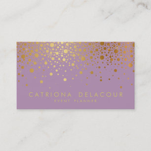 Faux Gold Foil Confetti Business Card Lilac