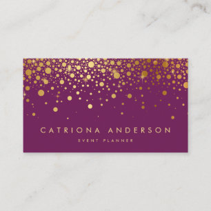 Faux Gold Foil Confetti Business Card   Purple II