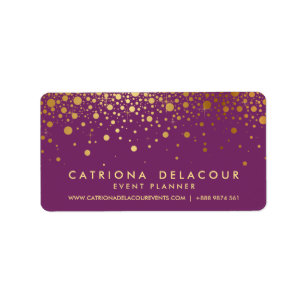 Faux Gold Foil Confetti Business Card   Purple Label