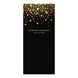 Faux Gold Foil Confetti Business Rack Card Black