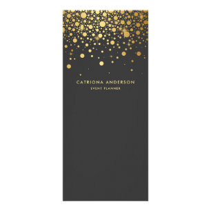 Faux Gold Foil Confetti Business Rack Card Grey