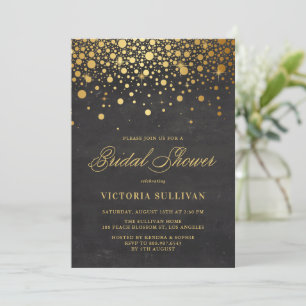 Faux Gold Foil Confetti   Chalkboard Bridal Shower Invitation