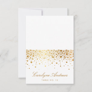 Faux Gold Foil Confetti Dots Elegant Place Card II